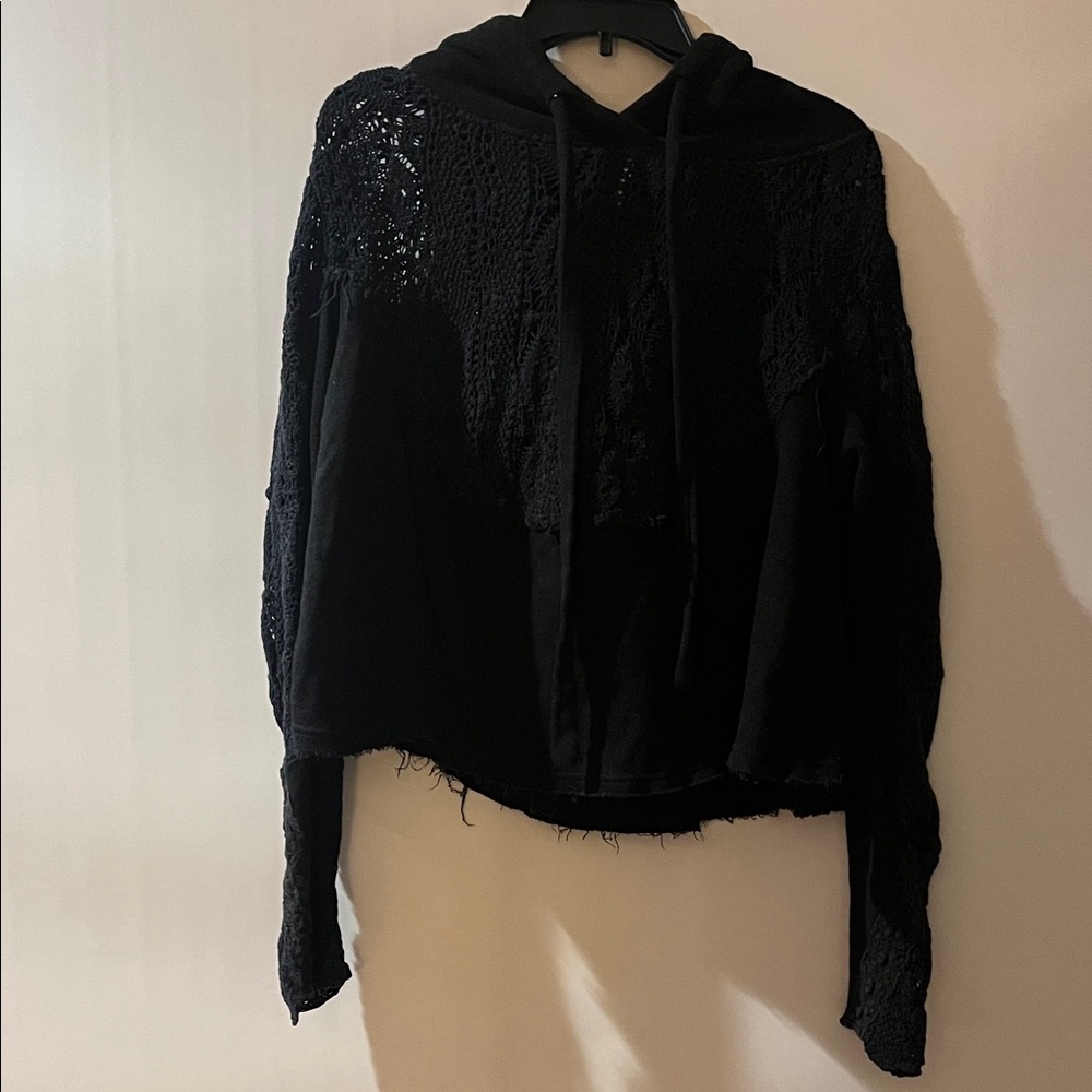 Free People Black Knit Hoodie